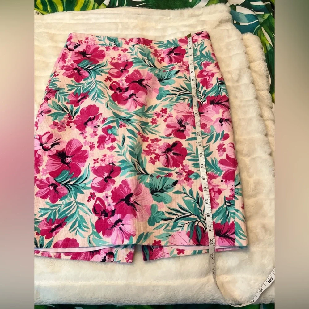 J. Crew 6 Tropical Preppy Office Teacher City Spring Summer Pink Green Skirt